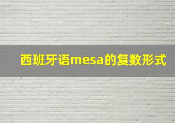 西班牙语mesa的复数形式