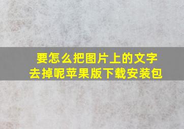 要怎么把图片上的文字去掉呢苹果版下载安装包