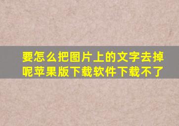 要怎么把图片上的文字去掉呢苹果版下载软件下载不了