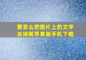 要怎么把图片上的文字去掉呢苹果版手机下载