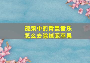 视频中的背景音乐怎么去除掉呢苹果