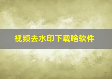 视频去水印下载啥软件