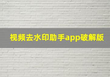 视频去水印助手app破解版