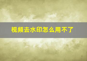 视频去水印怎么用不了