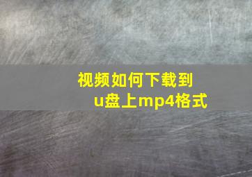 视频如何下载到u盘上mp4格式