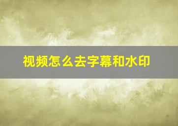 视频怎么去字幕和水印