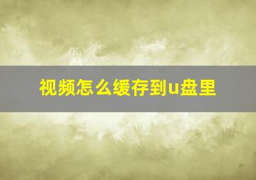 视频怎么缓存到u盘里