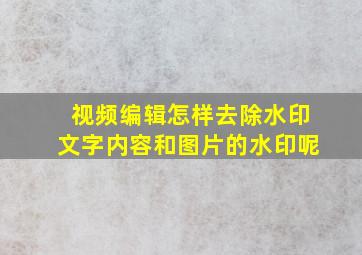 视频编辑怎样去除水印文字内容和图片的水印呢