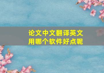 论文中文翻译英文用哪个软件好点呢