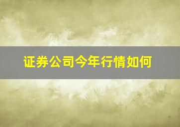 证券公司今年行情如何