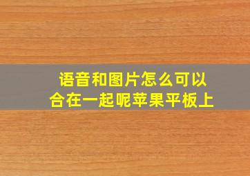 语音和图片怎么可以合在一起呢苹果平板上