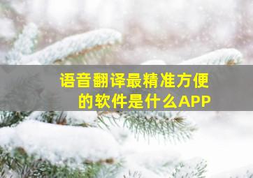 语音翻译最精准方便的软件是什么APP