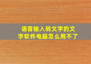 语音输入转文字的文字软件电脑怎么用不了