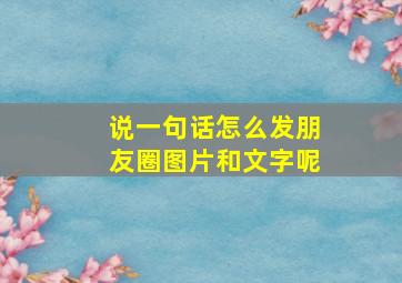 说一句话怎么发朋友圈图片和文字呢