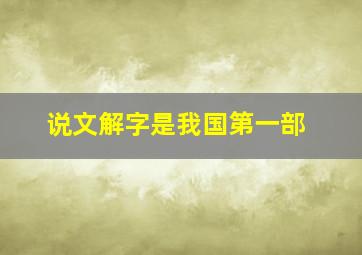 说文解字是我国第一部