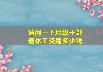 请问一下局级干部退休工资是多少钱