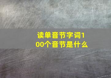 读单音节字词100个音节是什么