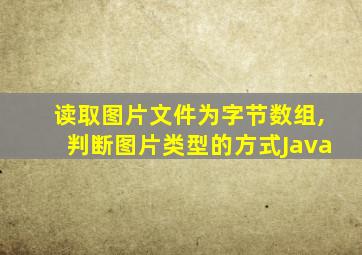 读取图片文件为字节数组,判断图片类型的方式Java