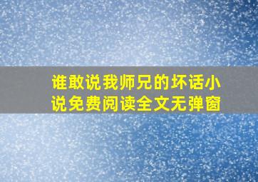 谁敢说我师兄的坏话小说免费阅读全文无弹窗