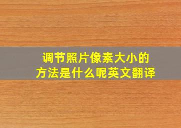 调节照片像素大小的方法是什么呢英文翻译