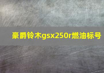 豪爵铃木gsx250r燃油标号