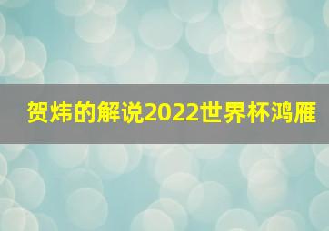 贺炜的解说2022世界杯鸿雁