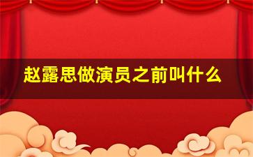 赵露思做演员之前叫什么