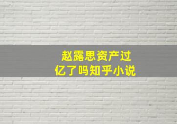 赵露思资产过亿了吗知乎小说