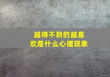 越得不到的越喜欢是什么心理现象