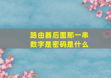 路由器后面那一串数字是密码是什么