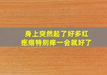 身上突然起了好多红疙瘩特别痒一会就好了