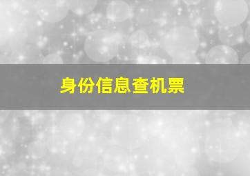 身份信息查机票