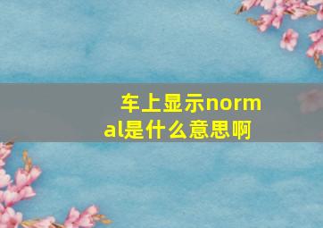 车上显示normal是什么意思啊