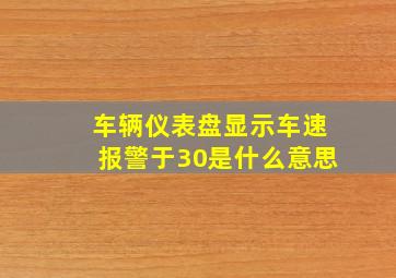 车辆仪表盘显示车速报警于30是什么意思