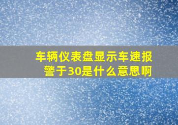 车辆仪表盘显示车速报警于30是什么意思啊