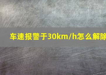 车速报警于30km/h怎么解除