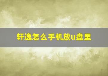 轩逸怎么手机放u盘里