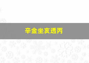 辛金坐亥透丙