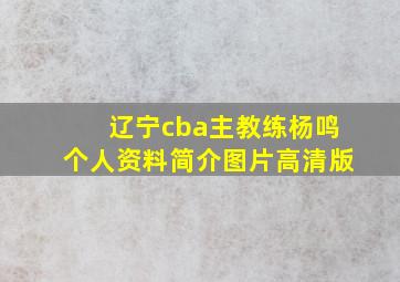 辽宁cba主教练杨鸣个人资料简介图片高清版