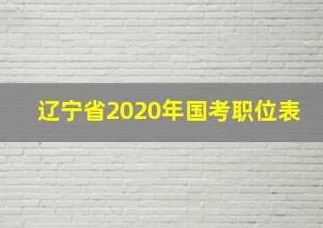 辽宁省2020年国考职位表