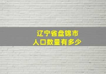 辽宁省盘锦市人口数量有多少