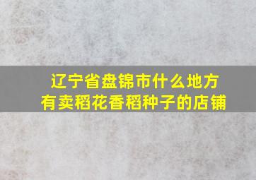 辽宁省盘锦市什么地方有卖稻花香稻种子的店铺