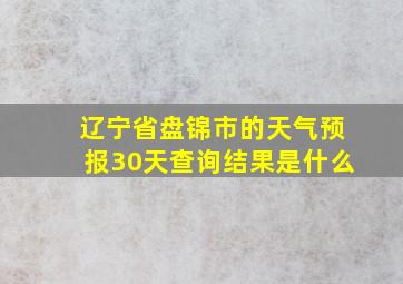 辽宁省盘锦市的天气预报30天查询结果是什么