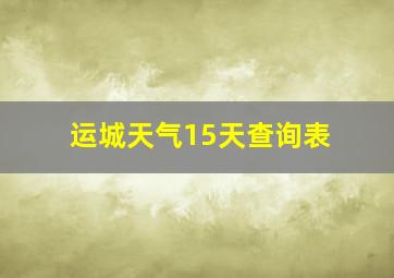 运城天气15天查询表