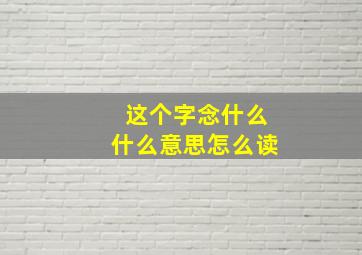 这个字念什么什么意思怎么读