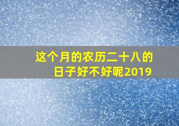 这个月的农历二十八的日子好不好呢2019