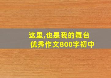 这里,也是我的舞台优秀作文800字初中