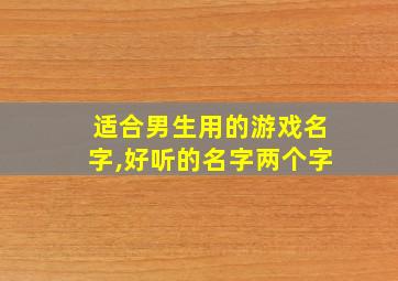 适合男生用的游戏名字,好听的名字两个字