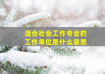 适合社会工作专业的工作单位是什么意思