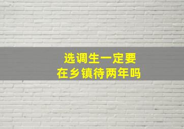 选调生一定要在乡镇待两年吗